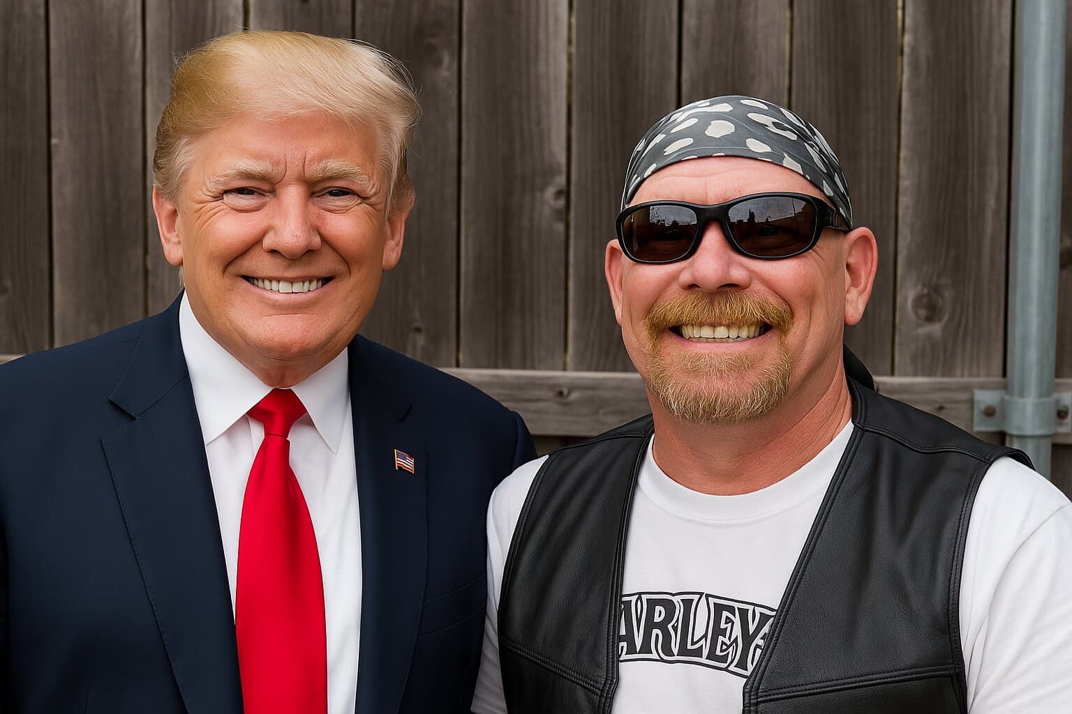 Man in vest with Trump